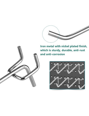 50 Ganchos para Tablero de Clavos Jiozermi 15.24 cm Metal Resistente
