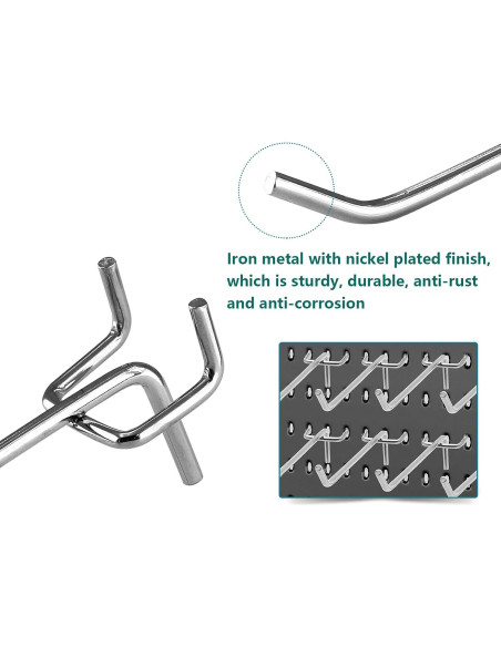 50 Ganchos para Tablero de Clavos Jiozermi 15.24 cm Metal Resistente