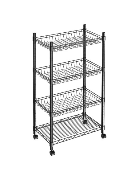 Estante de Alambre Ajustable Guan River 4 Niveles Negro 124.9 cm