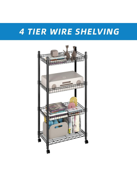 Estante de Alambre Ajustable Guan River 4 Niveles Negro 124.9 cm