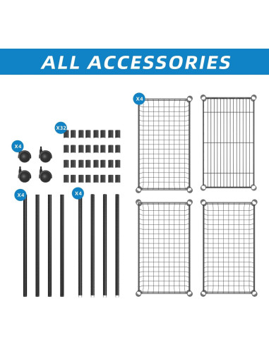 Estante de Alambre Ajustable Guan River 4 Niveles Negro 124.9 cm