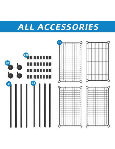 Estante de Alambre Ajustable Guan River 4 Niveles Negro 124.9 cm