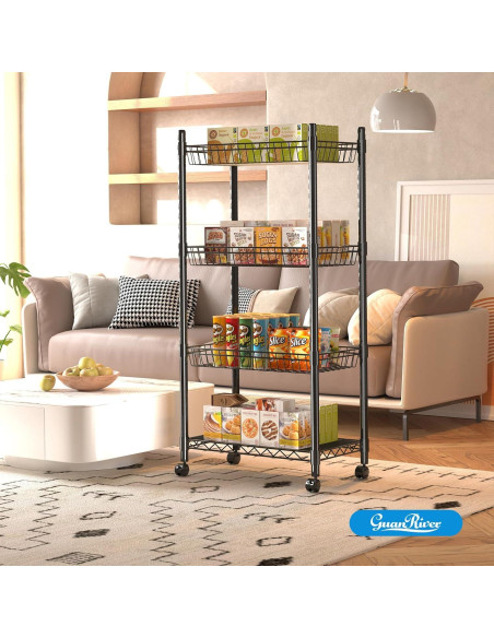 Estante de Alambre Ajustable Guan River 4 Niveles Negro 124.9 cm
