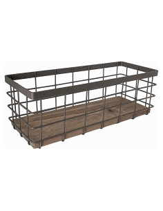 Cesta de Almacenamiento Metálica HUA HUALINK con Base de Madera