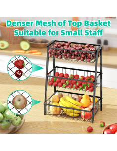 Cesta de Frutas 3 Niveles Simple Trending Metal Negro 2