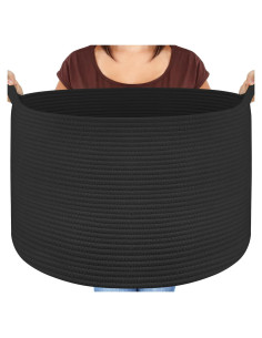 Cesta de Almacenamiento Maliton de Algodón 56x36 cm Negra