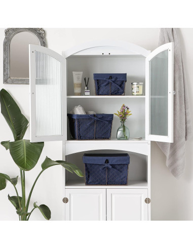 Cestas de Almacenamiento DII 3 Piezas Alambre Forradas Azul