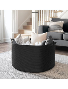 Cesta de Almacenamiento Maliton de Algodón 56x36 cm Negra 2