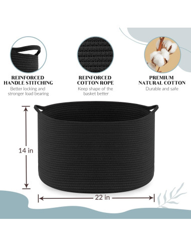 Cesta de Almacenamiento Maliton de Algodón 56x36 cm Negra