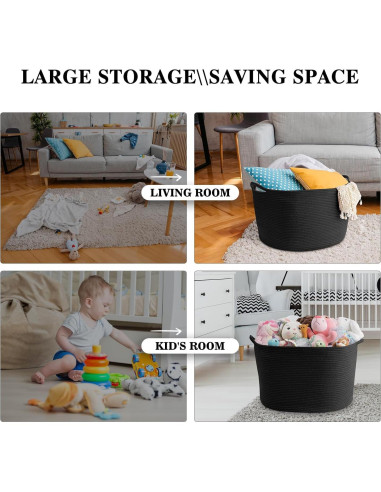 Cesta de Almacenamiento Maliton de Algodón 56x36 cm Negra