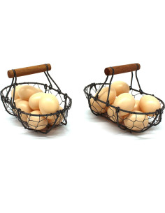 Cestas de Alambre CVHOMEDECO Ovaladas Vintage - Juego de 2 2