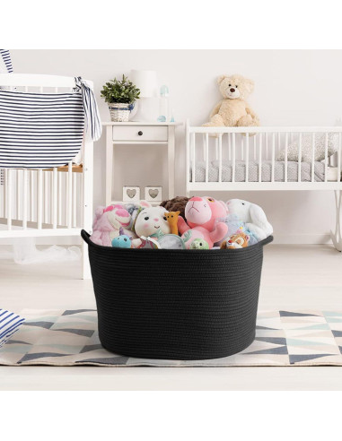 Cesta de Almacenamiento Maliton de Algodón 56x36 cm Negra
