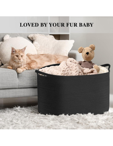 Cesta de Almacenamiento Maliton de Algodón 56x36 cm Negra