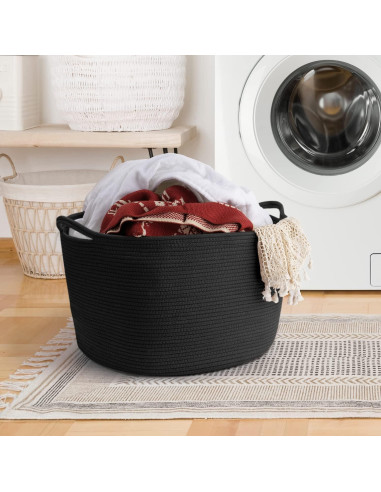 Cesta de Almacenamiento Maliton de Algodón 56x36 cm Negra