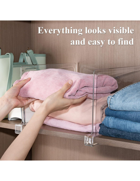 Divisores de Estante HONSREO - Paquete de 8 Acrílico 20.1x30 cm