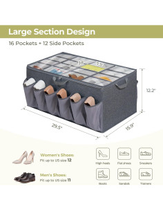 Organizador de Zapatos STORAGEIDEAS 2-Pack Gris 16+12 Pares 2