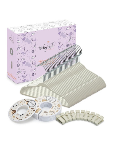 Conjunto Organizador de Armario BABYRISH - 30 Perchas Terciopelo