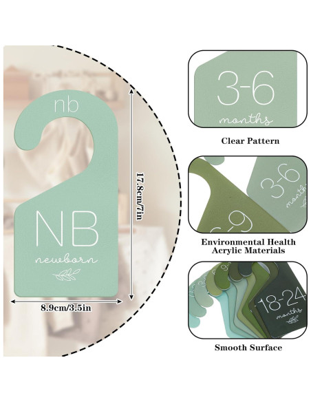 Divisores de Ropa para Bebé Whaline 7Pcs Verde Salvia