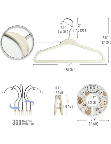 Conjunto Organizador de Armario BABYRISH - 30 Perchas Terciopelo