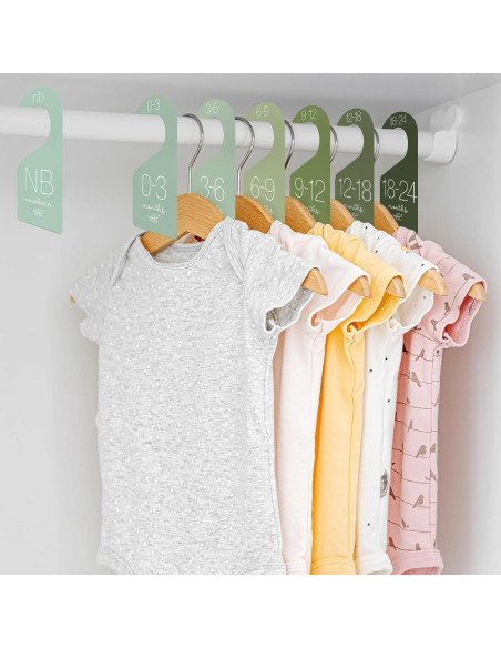 Divisores de Ropa para Bebé Whaline 7Pcs Verde Salvia