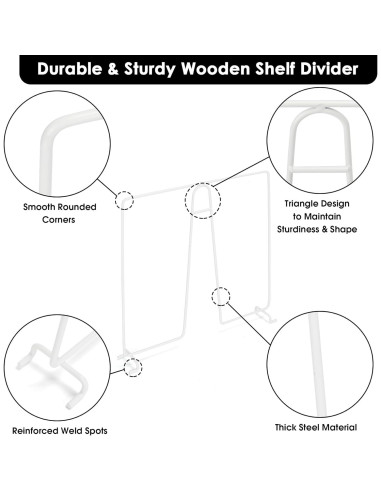 Divisores de Estante de Alambre SSAWcasa - Paquete de 8 Blancos