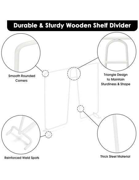 Divisores de Estante de Alambre SSAWcasa - Paquete de 8 Blancos