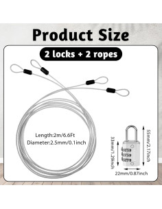 2 Cables de Seguridad con Doble Bucle 2m SynHHergyx Plata 2