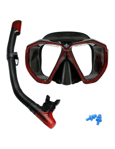 Equipo de Snorkel AosDero JLAS2P-R para Adultos Rojo