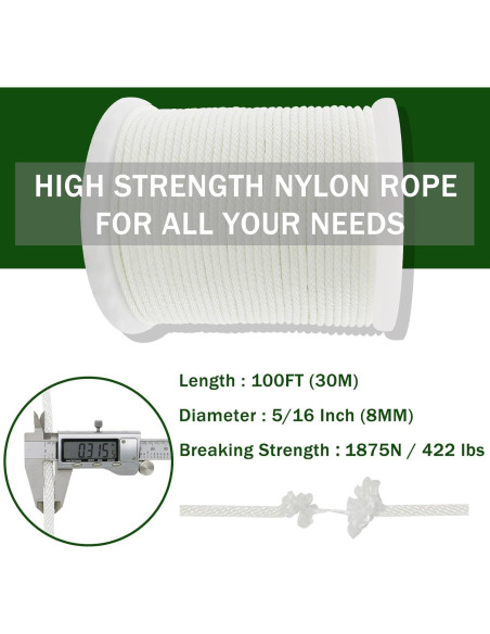 Cuerda de Nylon 30.48m CQ Garden 8mm Resistente para Camping Cuerda de Nylon 30.48m CQ Garden 8mm Resistente para Camping