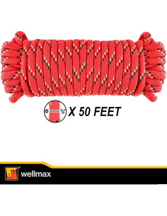 Cuerda de Nylon Trenzada Wellmax 0.96 cm x 15.24 m - Rojo 2