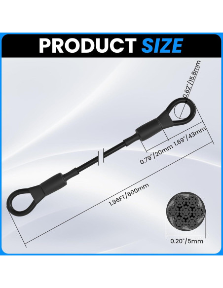 Cables de Seguridad de Acero Inoxidable SDTC Tech 60cm 5mm