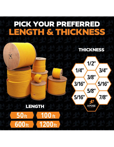 Cuerda de Polipropileno Amarilla 1/4" x 15.24m Xpose Safety