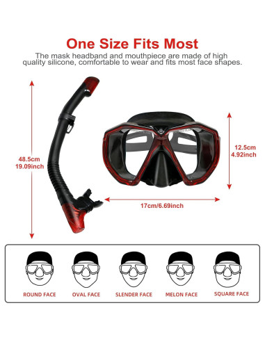 Equipo de Snorkel AosDero JLAS2P-R para Adultos Rojo