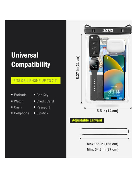 Bolsa Impermeable JOTO para Teléfono - IPX8, Negro