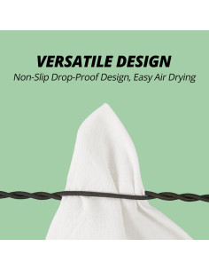 Cuerda de Ropa Portátil YAFIYGI 2.44m Ajustable con Ganchos 2