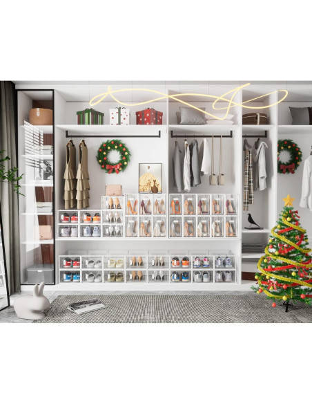 Organizador de Zapatos SIMPDIY 12 Cajas Apilables Transparentes Organizador de Zapatos SIMPDIY 12 Cajas Apilables Transparentes