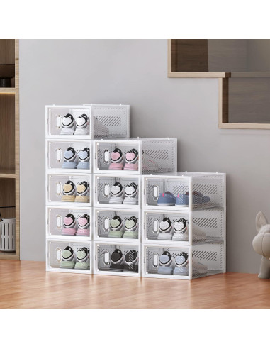 Organizador de Zapatos SIMPDIY 12 Cajas Apilables Transparentes