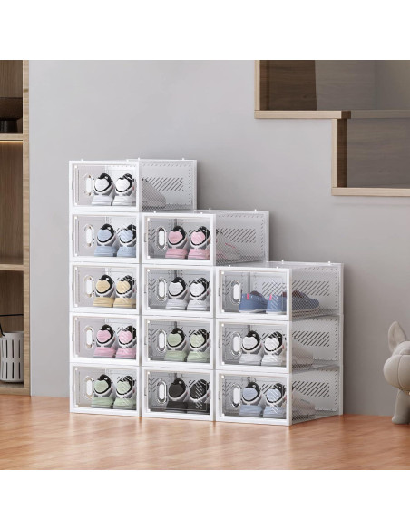 Organizador de Zapatos SIMPDIY 12 Cajas Apilables Transparentes Organizador de Zapatos SIMPDIY 12 Cajas Apilables Transparentes
