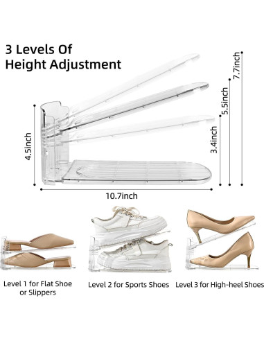 Organizador de Zapatos Uni HIMO 12 Piezas Ajustable Transparente