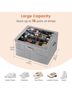 Organizador de Zapatos PHINOX Gris 2 Paquetes Plegable 16 Pares 2