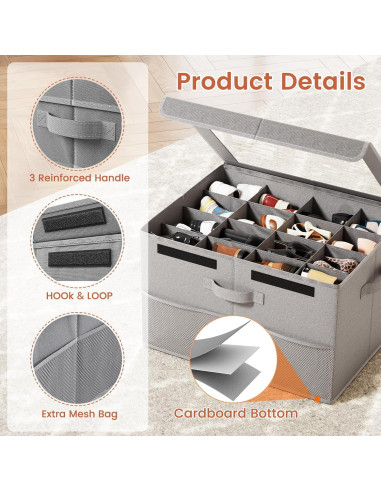 Organizador de Zapatos PHINOX Gris 2 Paquetes Plegable 16 Pares