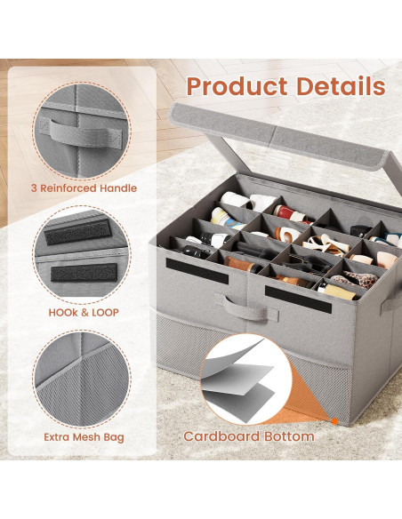 Organizador de Zapatos PHINOX Gris 2 Paquetes Plegable 16 Pares