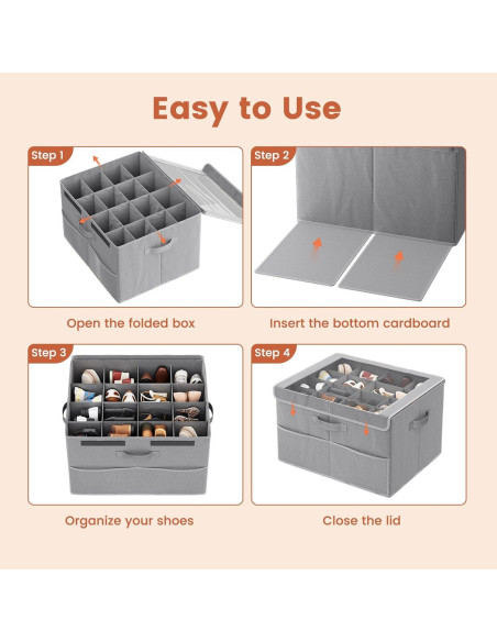 Organizador de Zapatos PHINOX Gris 2 Paquetes Plegable 16 Pares