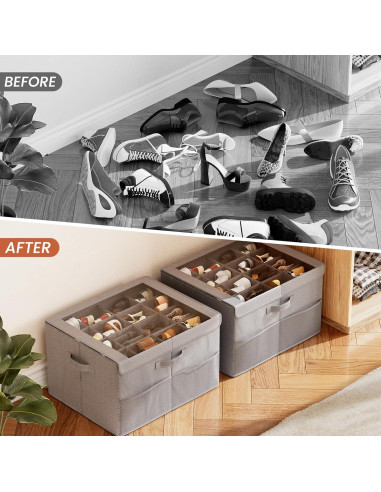 Organizador de Zapatos PHINOX Gris 2 Paquetes Plegable 16 Pares