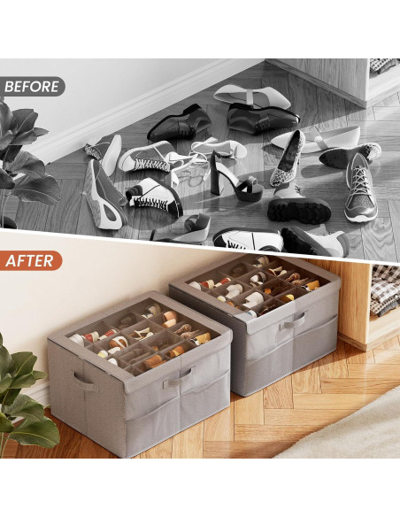 Organizador de Zapatos PHINOX Gris 2 Paquetes Plegable 16 Pares