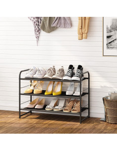 Estante para zapatos apilable Simple Trending 3 niveles negro 2