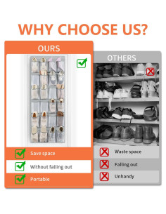 Organizador de Zapatos FENTEC 24 Bolsillos Gris para Colgar 2