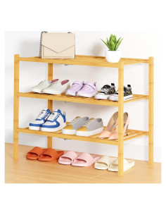 Estante para zapatos Smiry de bambú 3 niveles apilable