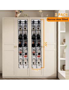 Organizador de Zapatos MSLOVE, 12 Bolsillos Malla, Blanco, 2 Pzs 2