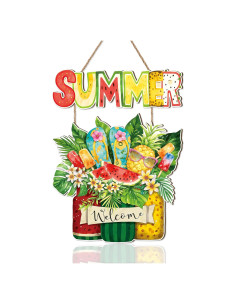 Cartel de Bienvenida Verano Celestdeco Frutas Tropicales 29x29cm